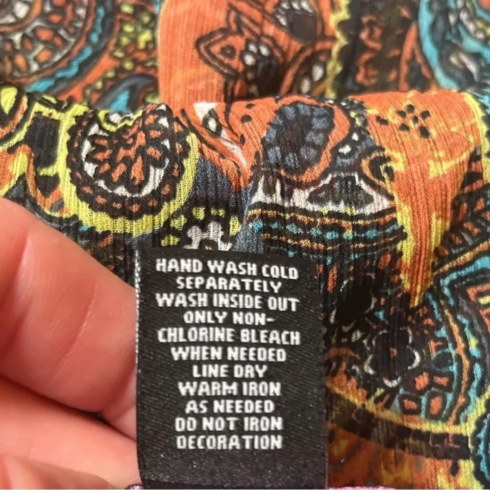 Peck & Peck Embellished Sheer‎ Brown Paisley Blouse XL Boho Chic Festival Top - Image 9