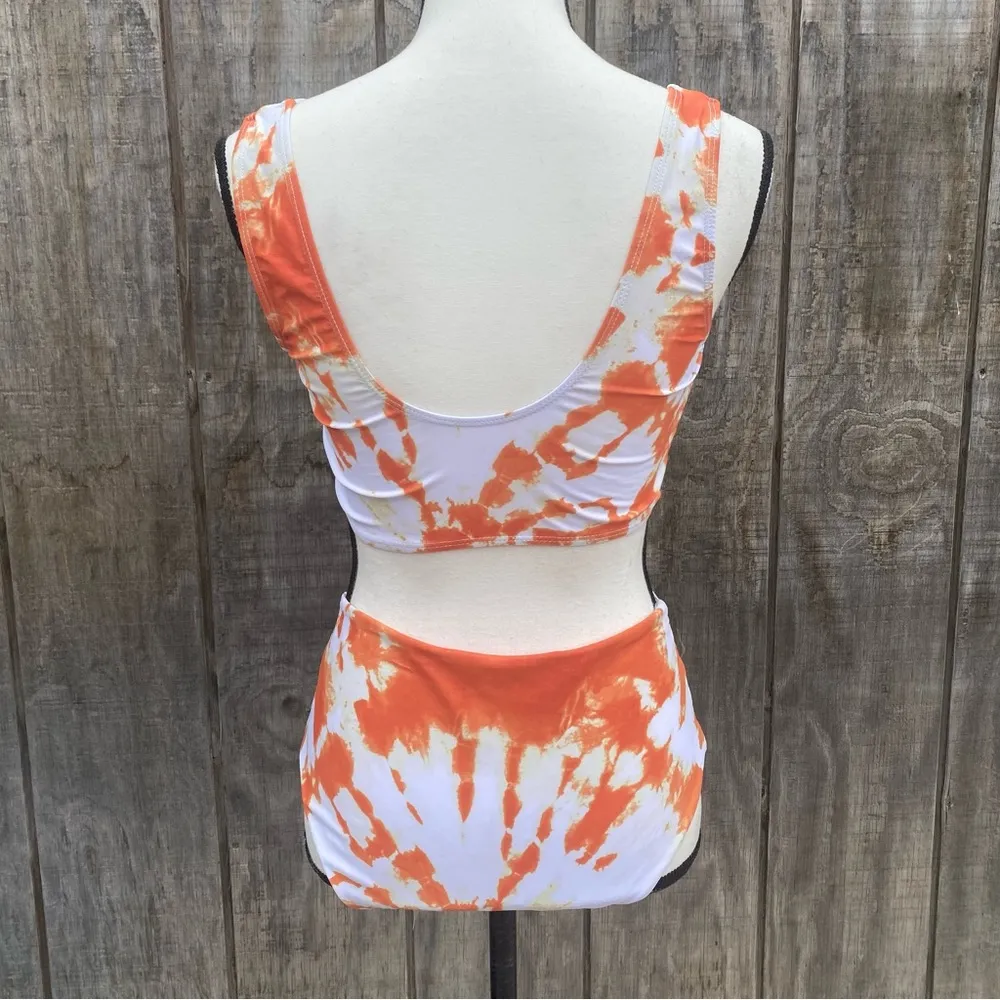 Knot Scoop Neck Orange Tie Dye 2 Piece Bikini Set Size M - Image 7