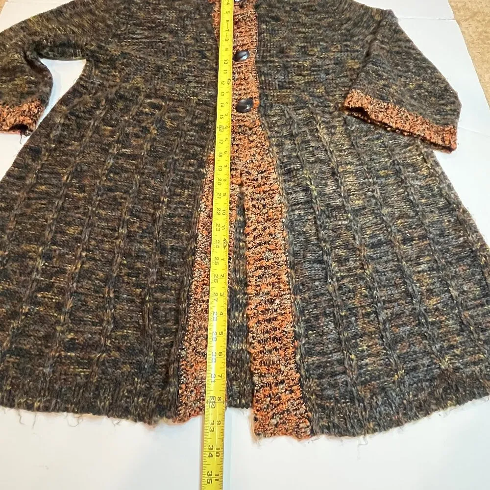 VTG Chunky Knit Cardigan Long Layering Sweater Lagenlook Earthy Boho SZ XL Brown - Image 8
