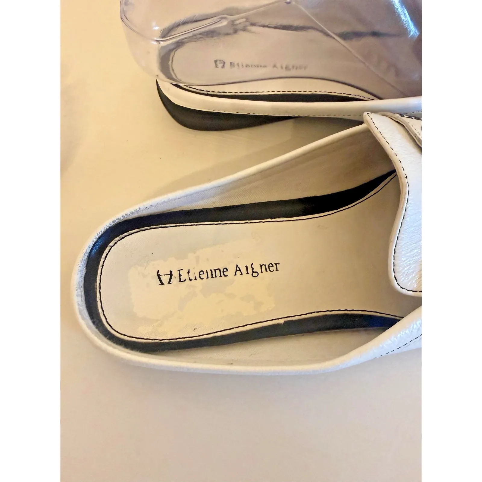 Etienne Aigner Willow Shoes Womens Size 7 White Leather Loafer Mules Flat Slide - Image 5