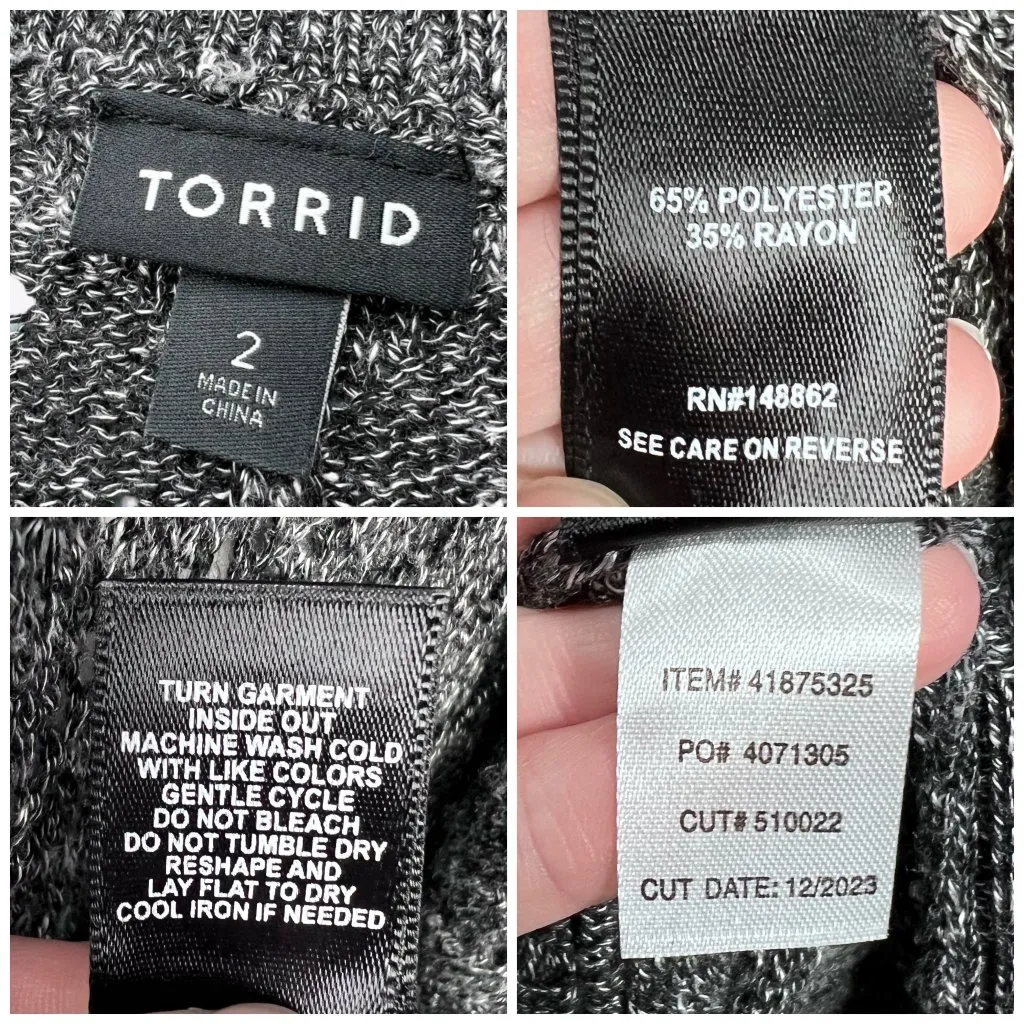 Torrid Gray Open Knit V-Neck Pullover Sweater Short Sleeve Size 2X - Image 3