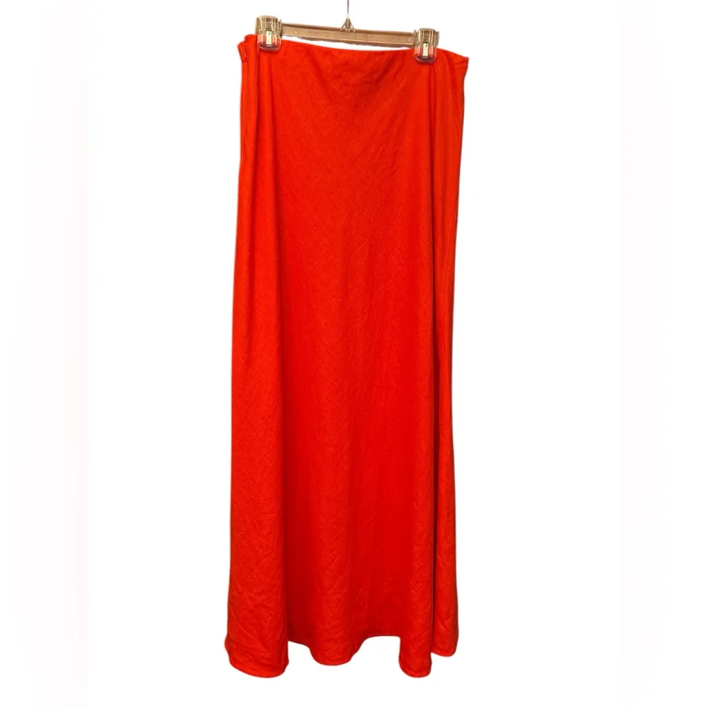Madewell women’s Linen Maxi Slip Skirt red Size 12 NWT - Image 6