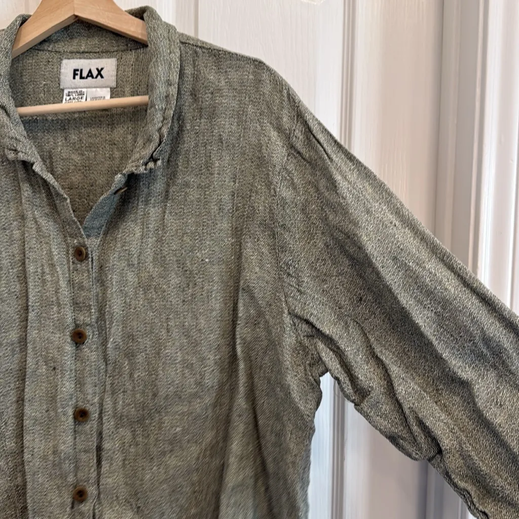 FLAX linen 3/4 sleeve button down shirt - Image 6