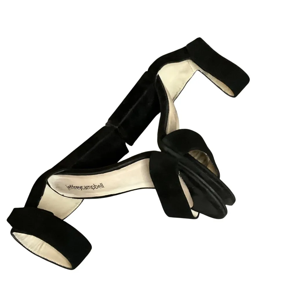 Jeffrey Campbell Lindsay Black Suede Heeled Sandals With Ankle Strap 5 Classic - Image 9