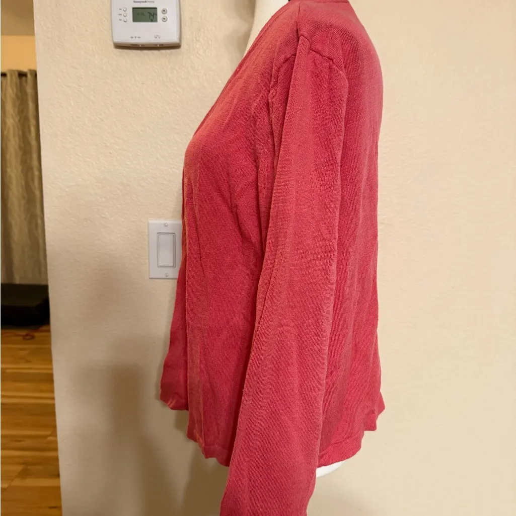 J.Jill Open Drape Cardigan Sweater Flame Orange - Image 2