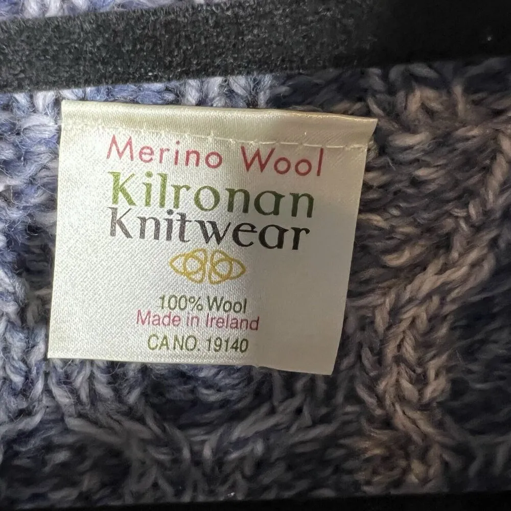 Kilronan Knitwear Sweater Women S Cardigan Cable Knit Fisherman Merino Aran Long Blue - Image 7