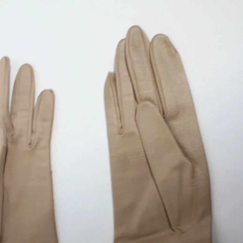Vintage 1950s 1960s Nude Taupe Evening Gloves - Image 4