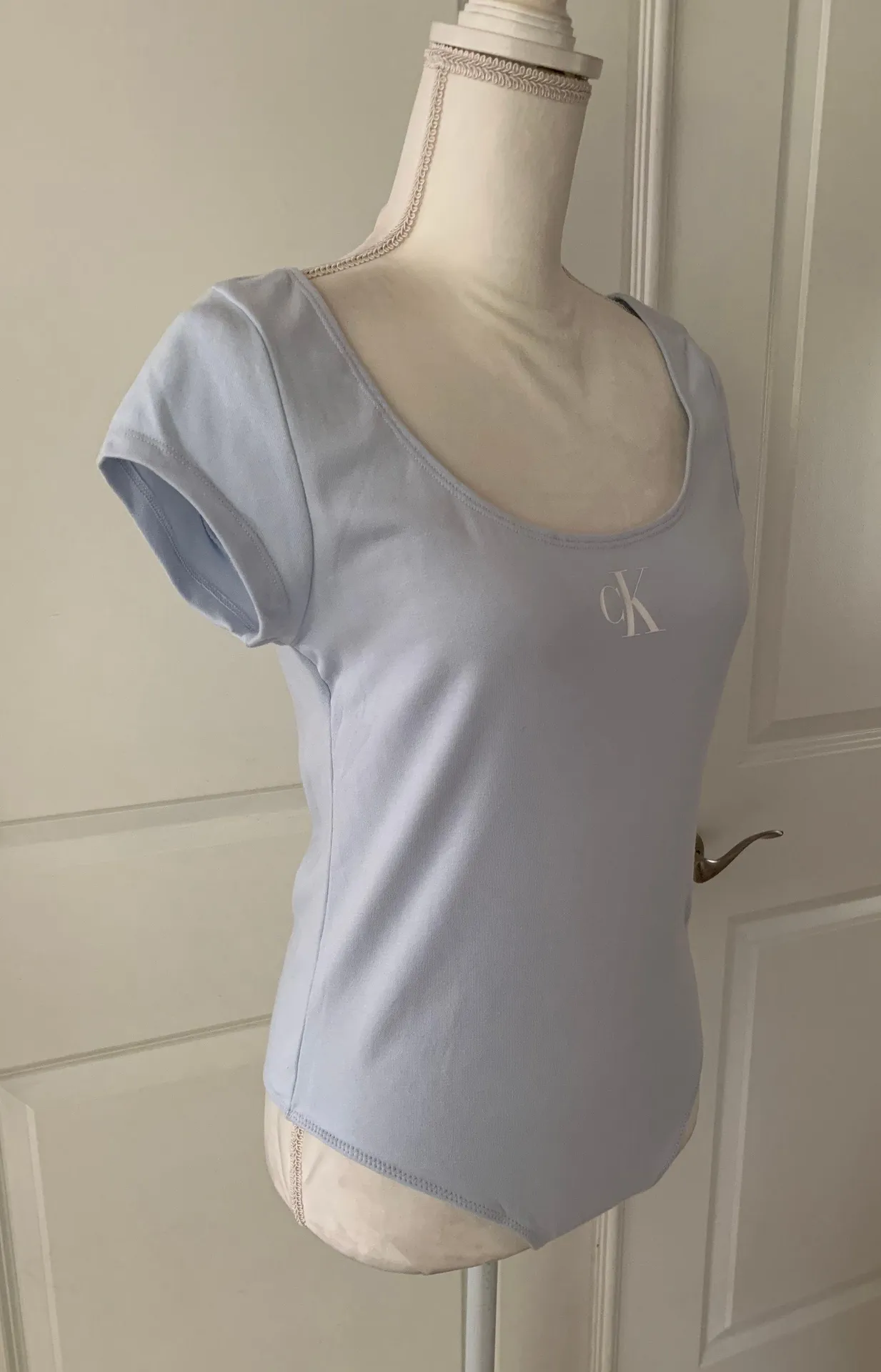 Jeans Light Blue Women's Cap-Sleeve Bodysuit - Image 6