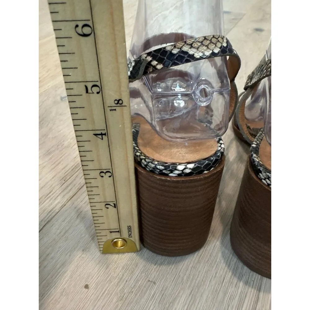 Madewell Heels Women 9.5 Snake Print The Edie Sandal Block Heel Leather Strappy - Image 5