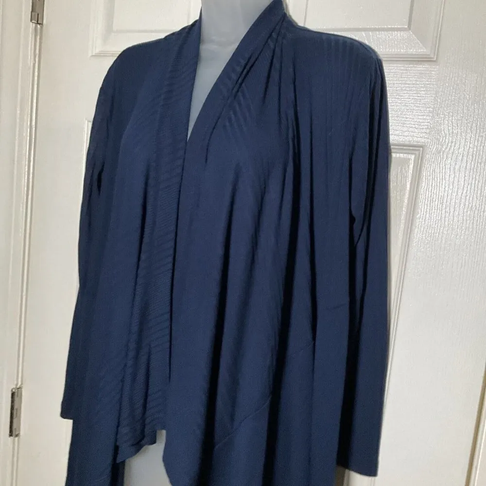 Splendid Women's Jersey Wrap Cardigan Open Wrap Lightweight Stretch Medium Blue - Image 3