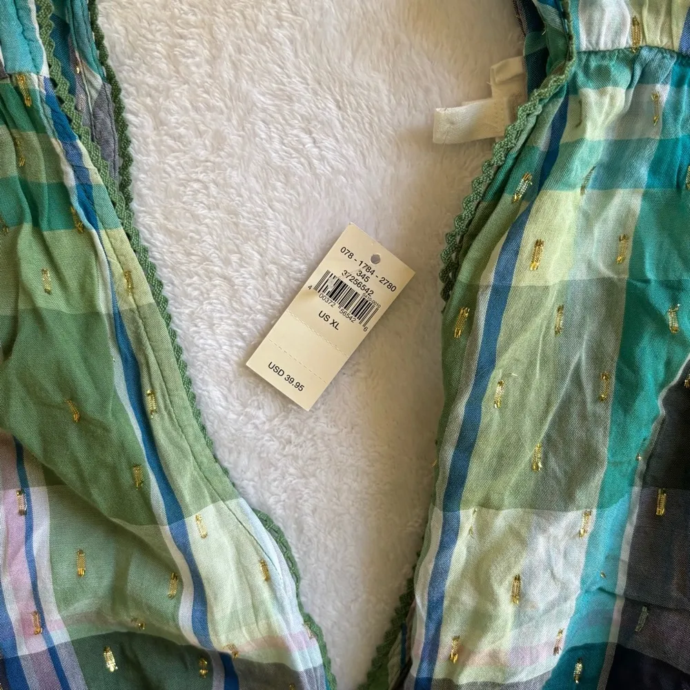 NWT Aerie Peplum Plaid Sleeveless Top - Image 4