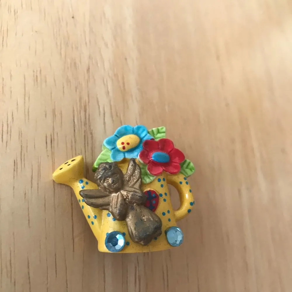 Gardening Angel Pin Brooch Flower Garden Handmade - Image 4