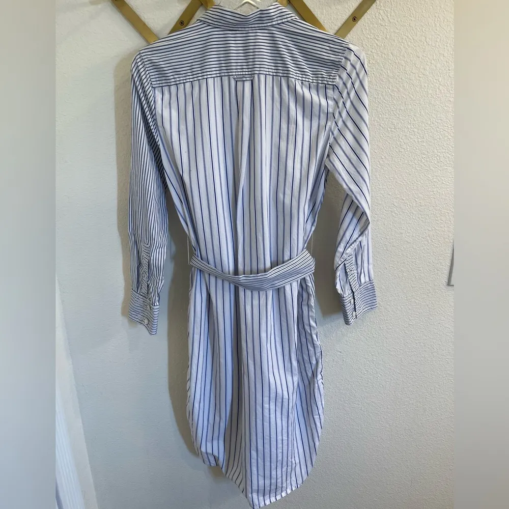 J Crew Classic-fit cotton poplin shirtdress blue mixed stripe 0 XS - Image 10