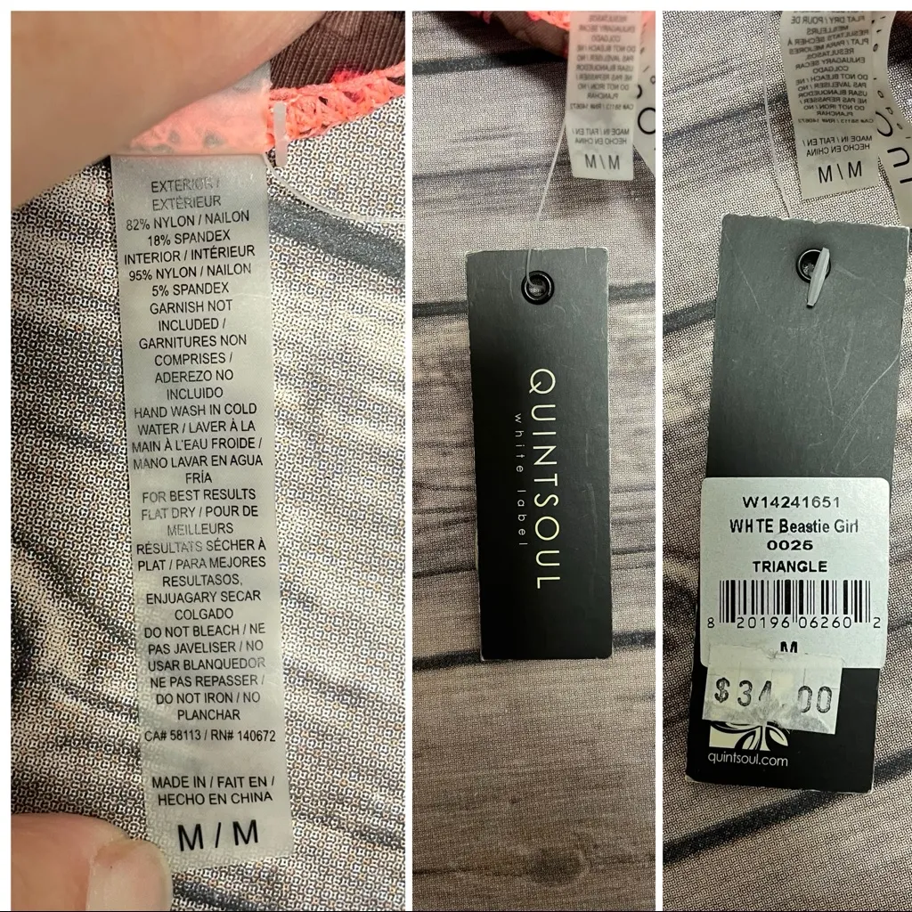 Quintsoul Beastie Girl Triangle Bikini Halter Top Fluorescent Splatter Medium Orange Size undefined - Image 11