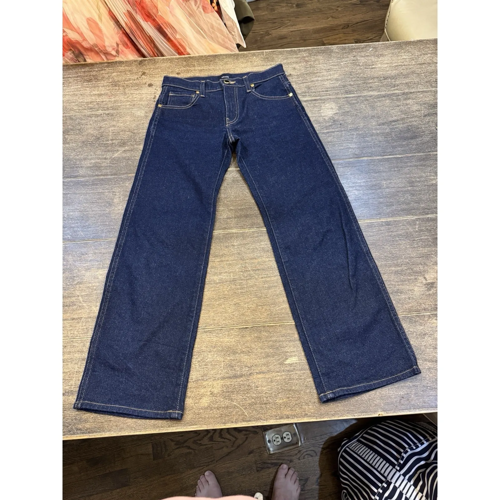 Khaite WENDELL CROPPED MID-RISE WIDE-LEG JEANS IN DARK DENIM Size 24 - Image 2