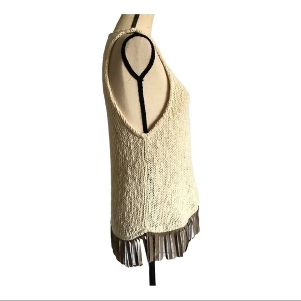 Astars Bonfire Festival Hippie Fringe Knit Vest Size S Brown - Image 6