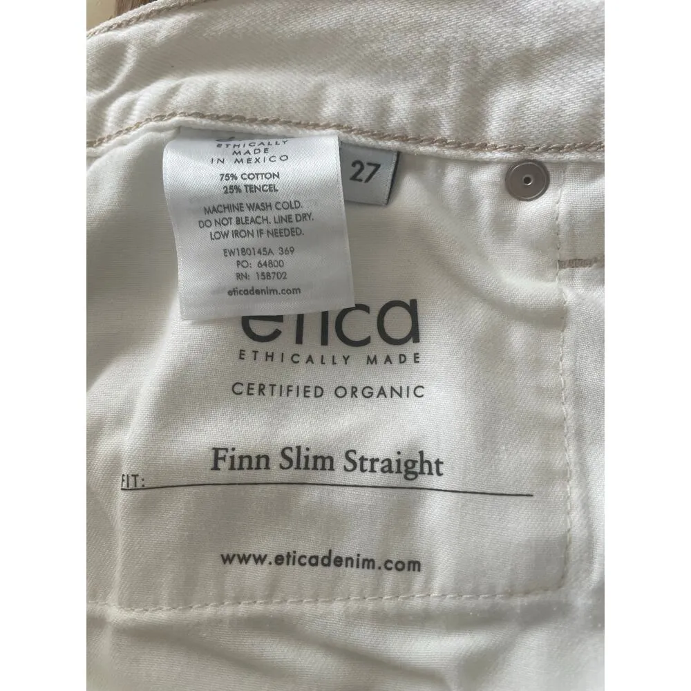 Etica, Finn Slim Straight White Womens Jean, A72 Size 27 - Image 2