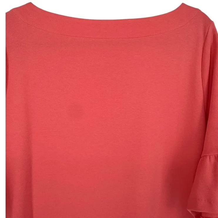 NWT Talbots Ruffle‎ Sleeve Shift Dress Salmon Pink Size 2XP - Image 6