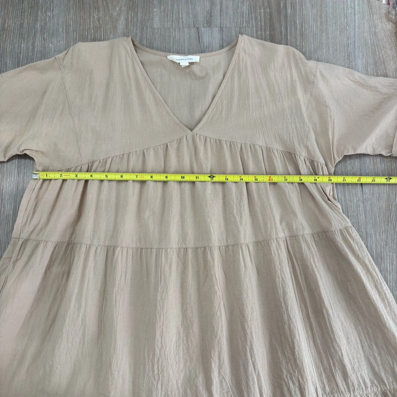 Grade & Gather Dress Womens Size Small Anthropologie Baby Doll Mini Tan Dress - Image 5