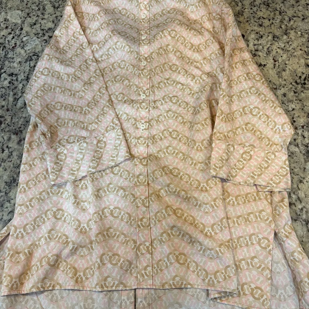 Foxcroft Beige and Pink Patterned Blouse - Image 4