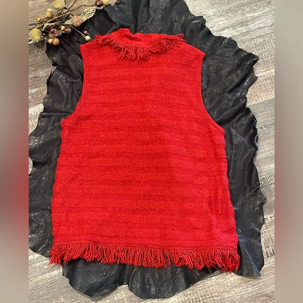 Chico’s Vest Size 2 open front fringe wool blend. - Image 3