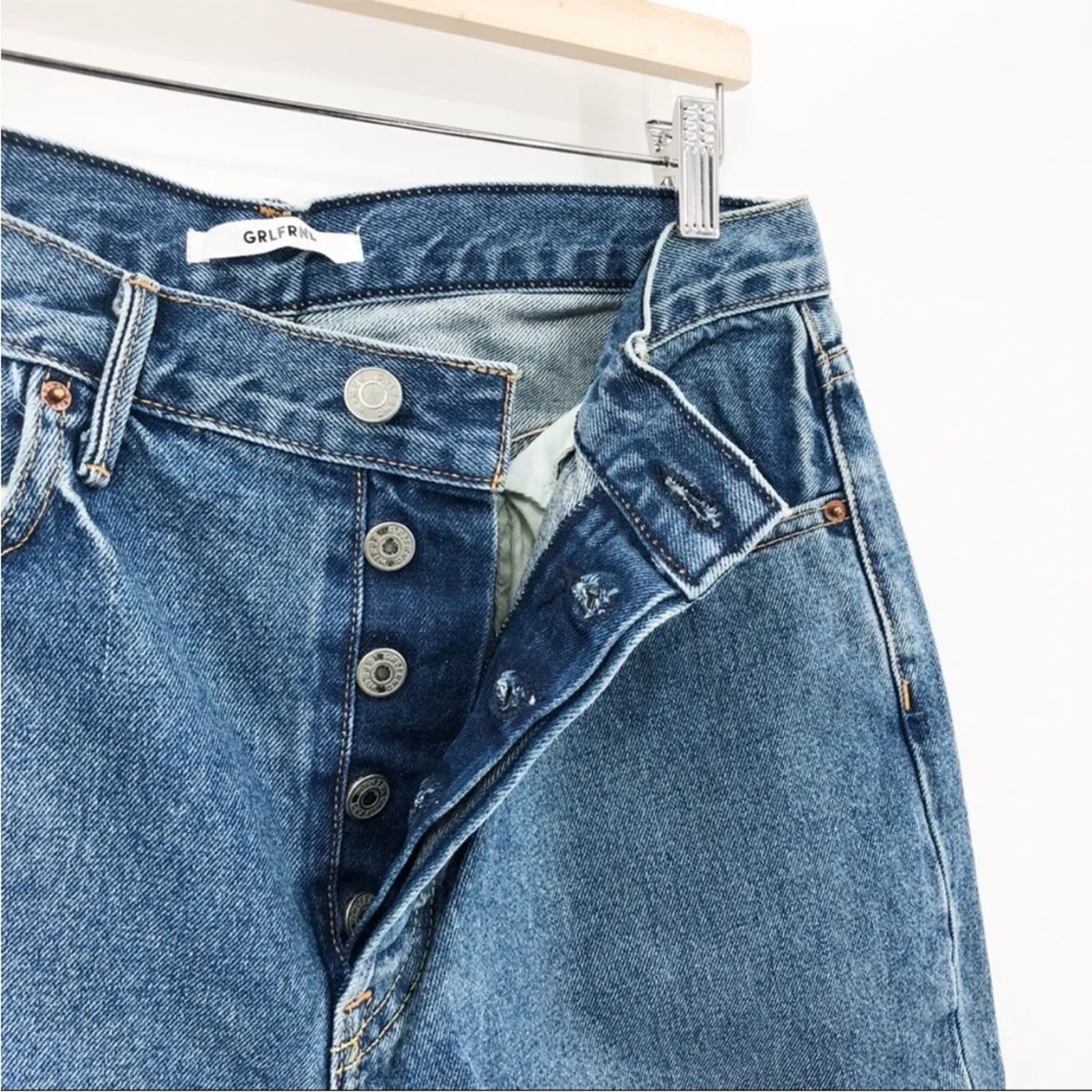 GRLFRND Karolina High-Rise Skinny Jeans in Sienna Button Fly Raw Hem NEW - Image 4