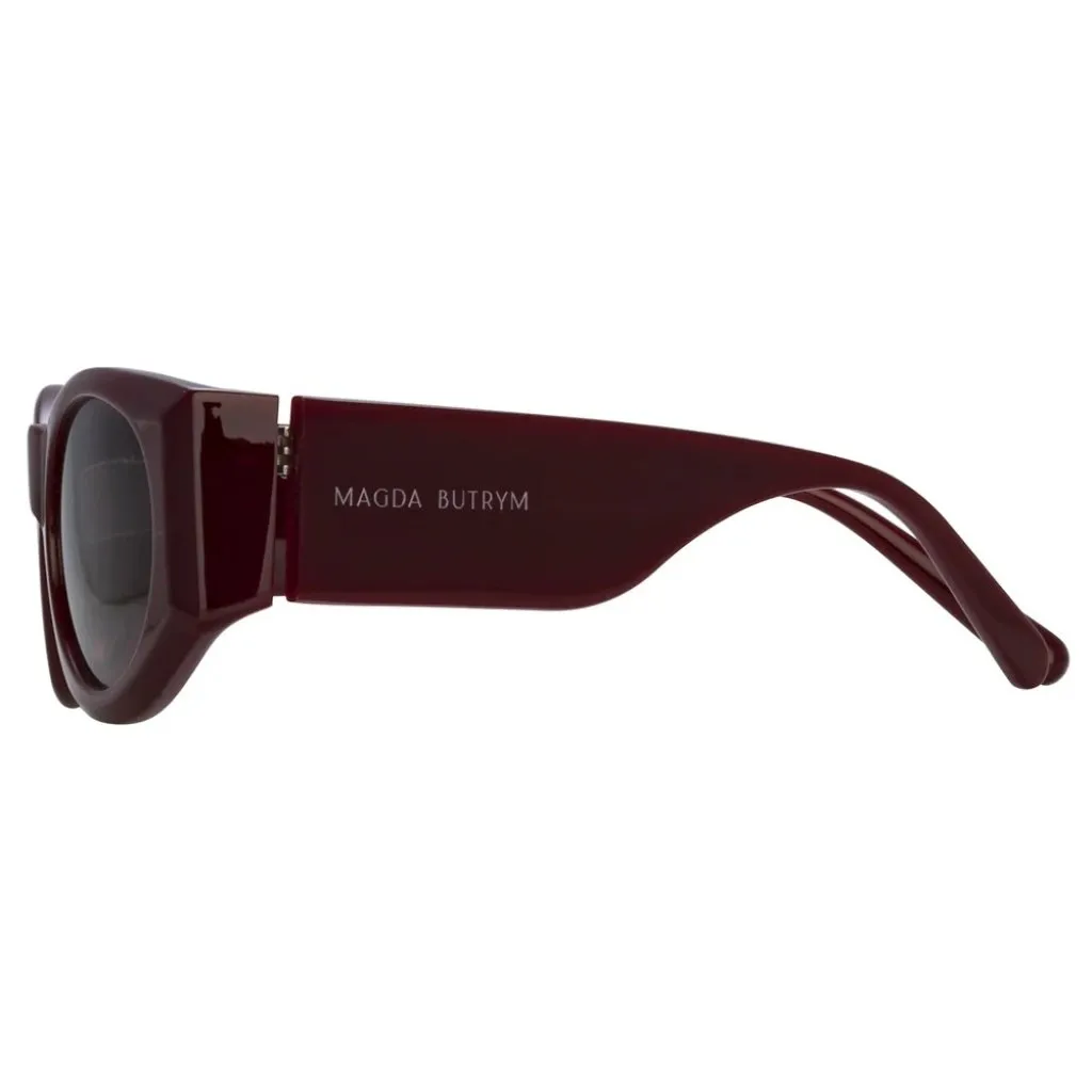 Magda Butrym Round Sunglasses in Burgundy & Silver New Womens Sunnies Red - Image 12