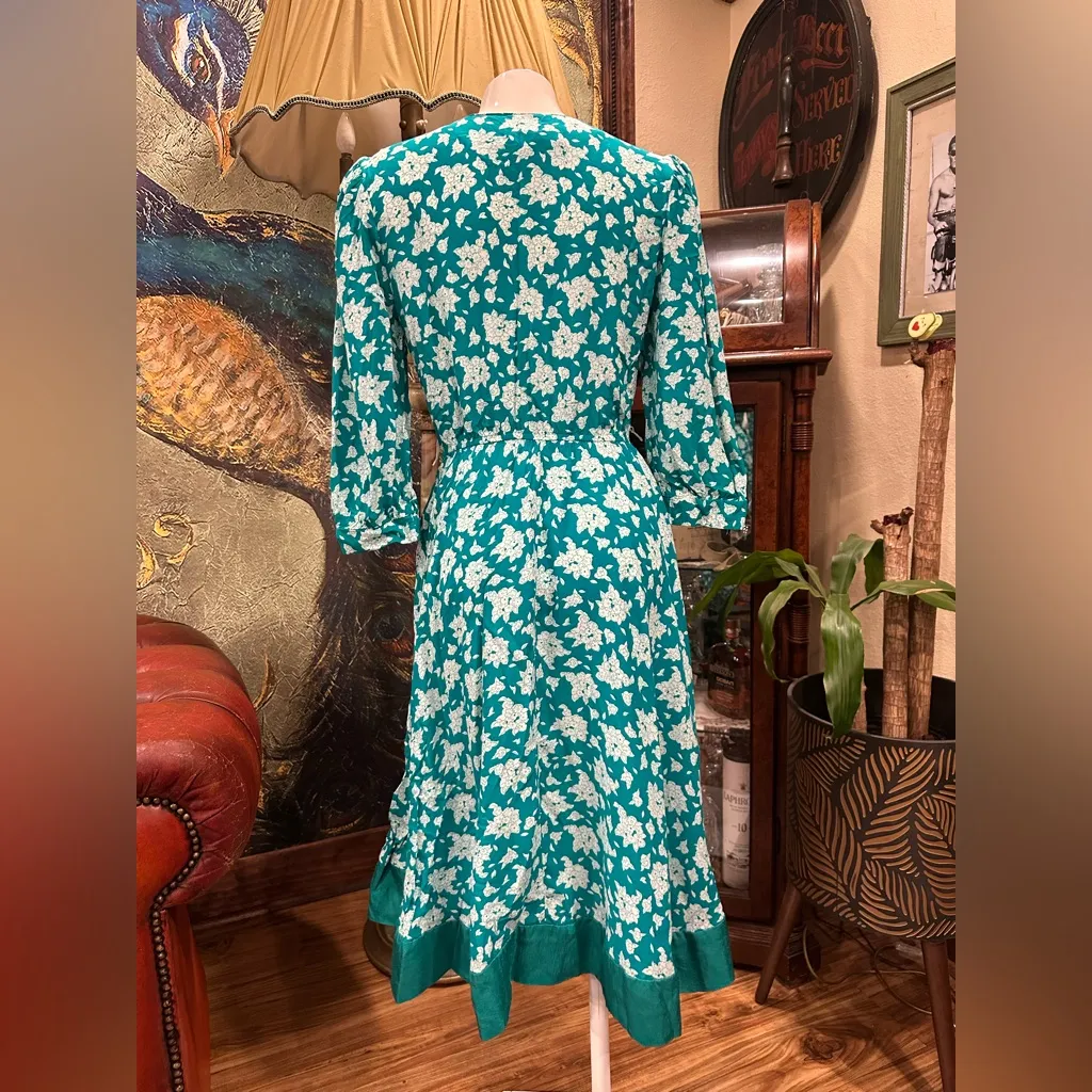 EUC VINTAGE Jonathan Martin Blue A-Line Dress with Bishop Sleeves - Image 4