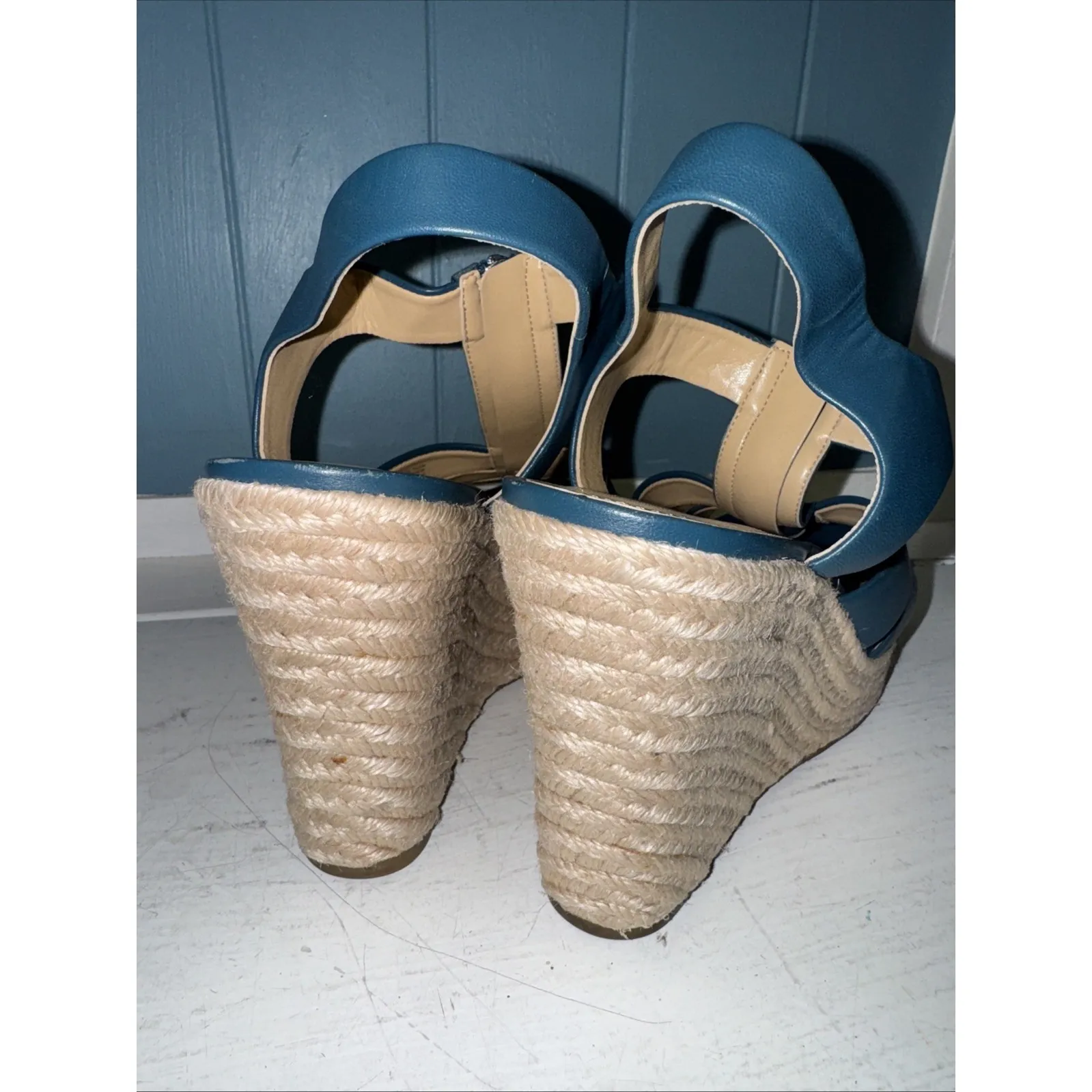 MICHAEL KORS Berkley TEAL Wedge Platform Sandal W/ Zipper Espadrilles Women's 9‎ - Image 7