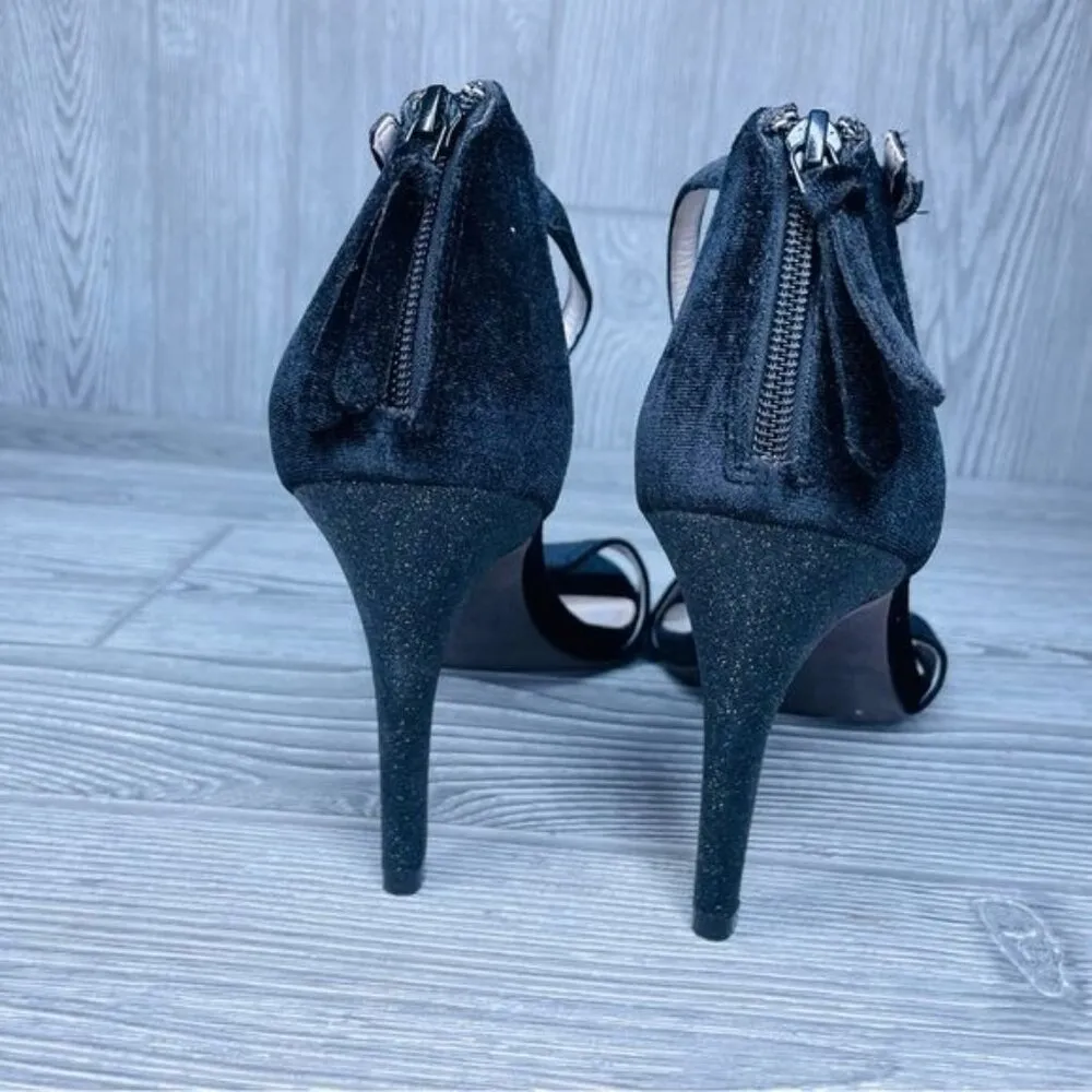 Cole Haan Black Velvet Glitter Heel Clara Grand shoes 11 glitter heels pumps for - Image 6