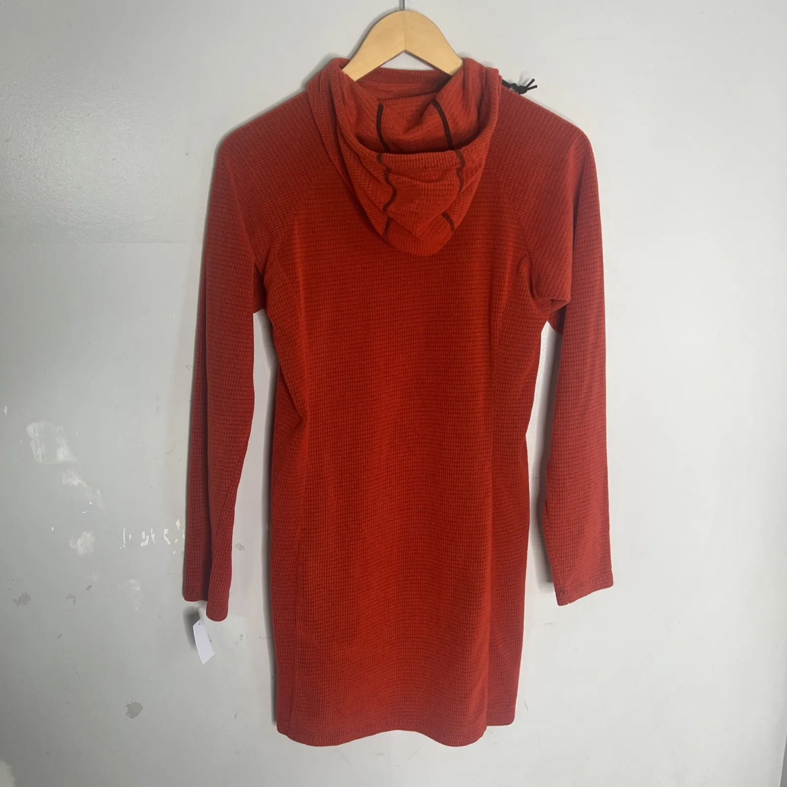 Melanzana Womens Medium Micro Grid Hoodie Dress UL Hiking Red Orange - Image 2