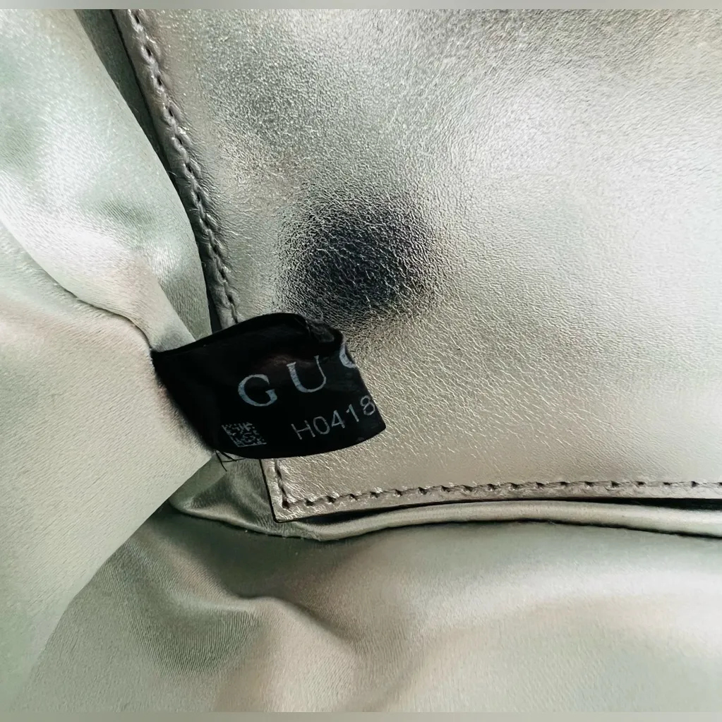 GUCCI GG Marmont Chain Blue Iridescent Nappa Chevron Matelasse Shoulder Bag - Image 12