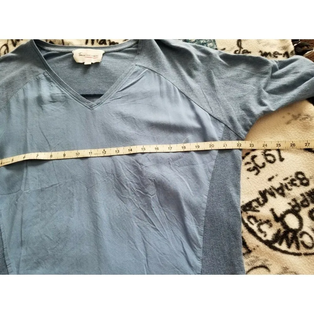 Two by Vince Camuto Blouse Top 3/4 Sleeve Two Blue Shades V Neck Size Small - Image 7