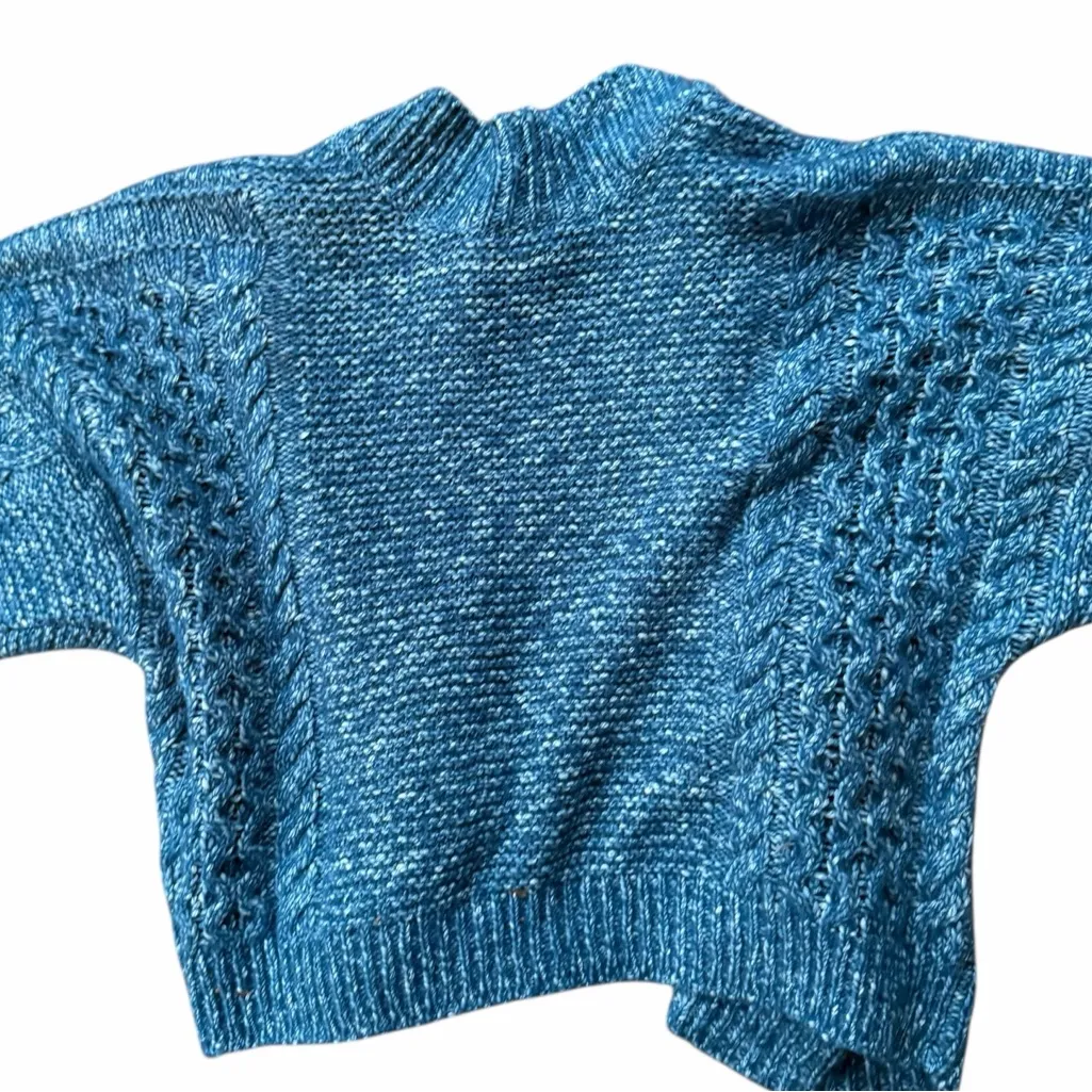 CAbi Cardigan Womens Small Blue Sweater 5016 Astral Knit Cable Chunky Cozy Soft - Image 4