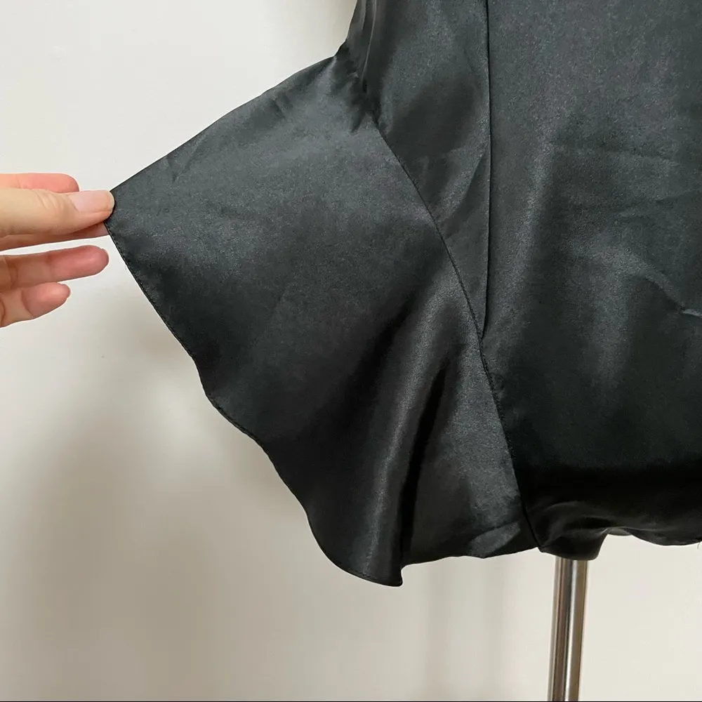 Vintage Victorias Secret Nighty Body Suit Silky Plunge Covered Button Black - Image 7