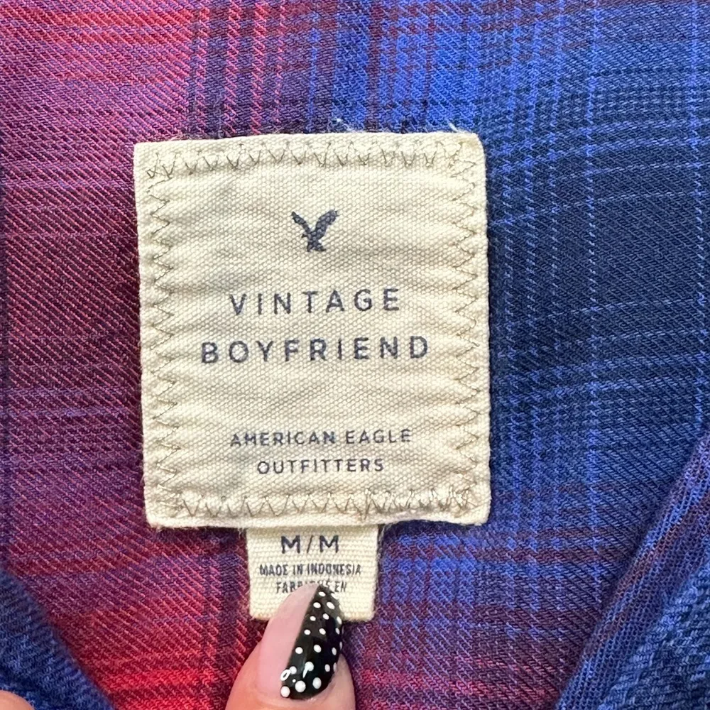 American Eagle  Vintage Boyfriend Button Down Flannel Shirt - Image 6