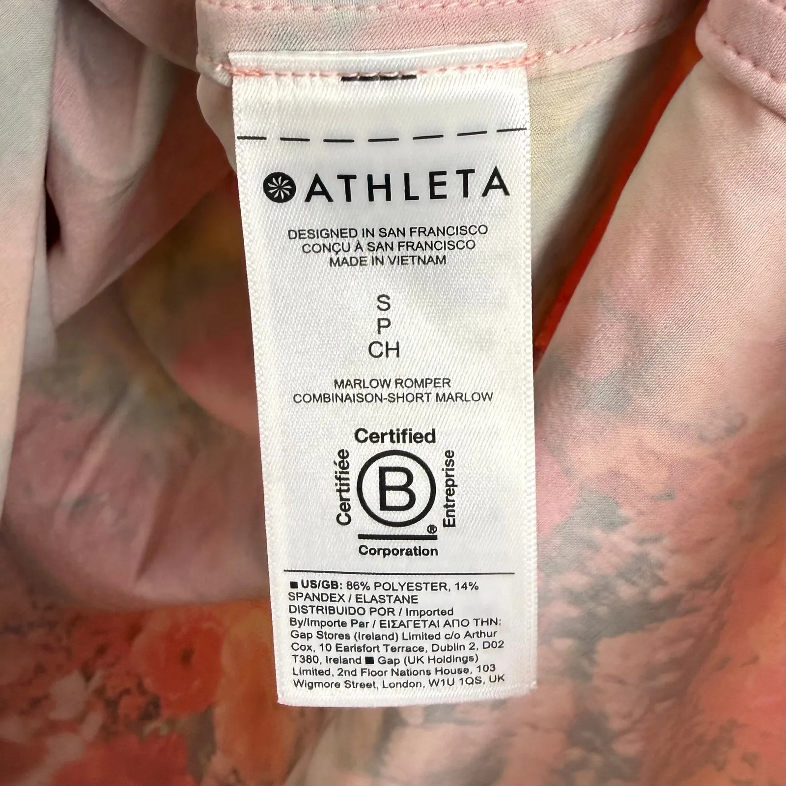 Athleta Marlow Romper Floral Waist Tie Pockets Athleisure Resort Size Small - Image 5