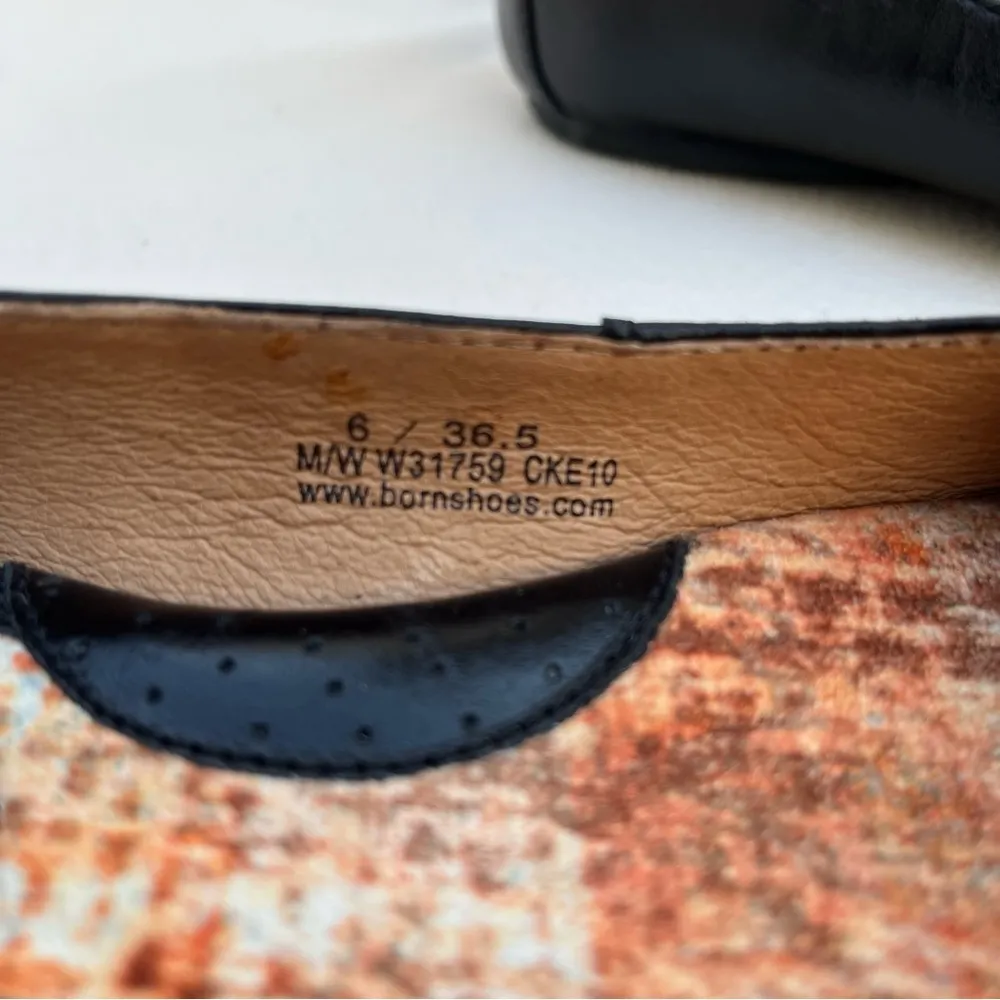 Born Julianne Leather Black Ballet Flat w/ Floral Detail - Image 8