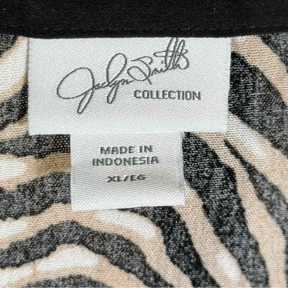 Chic Zebra Animal Print Women's Open Front Kimono XL Black Tan Draped Neutral - Image 4