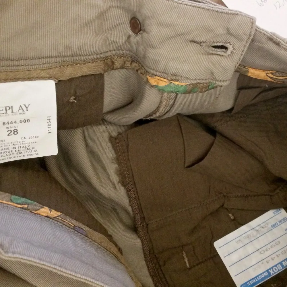 Replay women's size 28 dark khaki 100% cotton Italian made trousers 30x32 30x33 Tan - Image 5