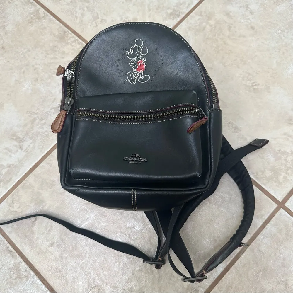 Coach Mickey Mouse Disney Black Leather Backpack Mini Charlie - Image 2