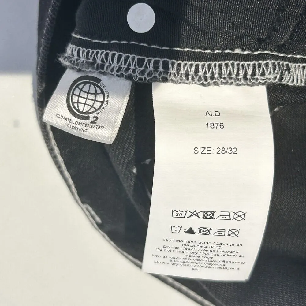 GANNI Sheldon Black Slit Hem Straight Leg Jeans Cotton Size 28 x32 Classic Denim - Image 8