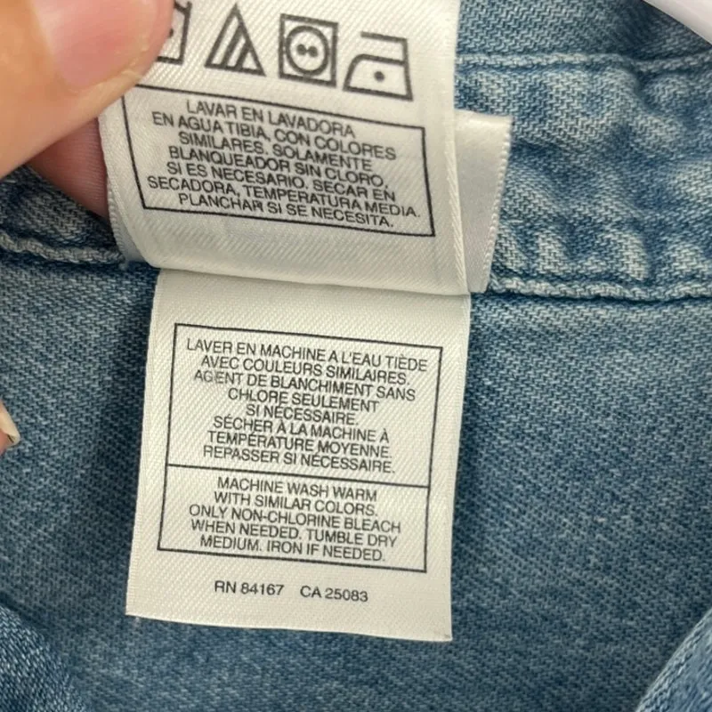 Vtg Y2K Disney Store Winnie Button Womens Shirt Sz XL Cottage Denim Embroidered - Image 12