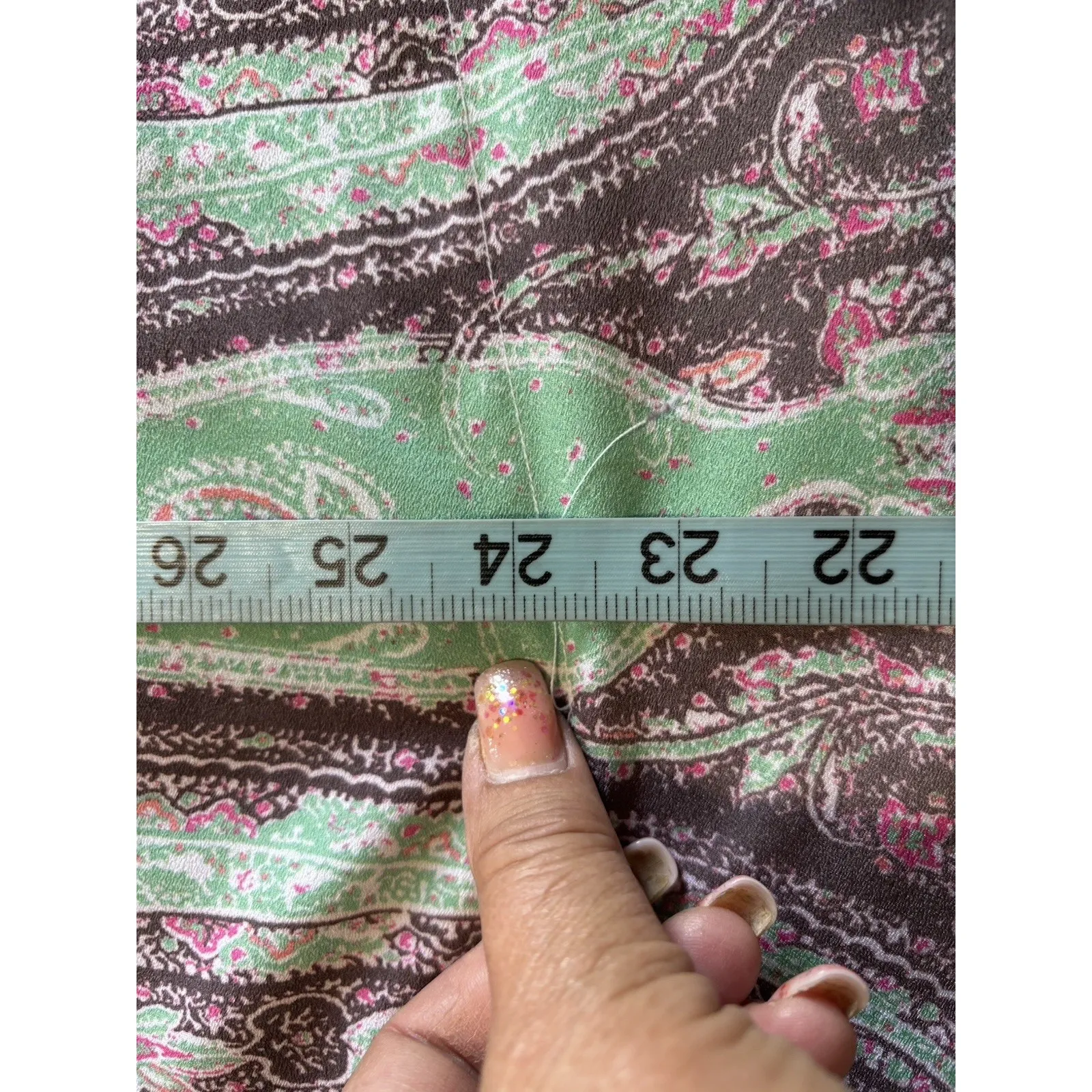 Style & Co Pink/Green Abstract/Paisley Flutter Sleeve Blouse‎ Rhinestones Sz 1X - Image 7