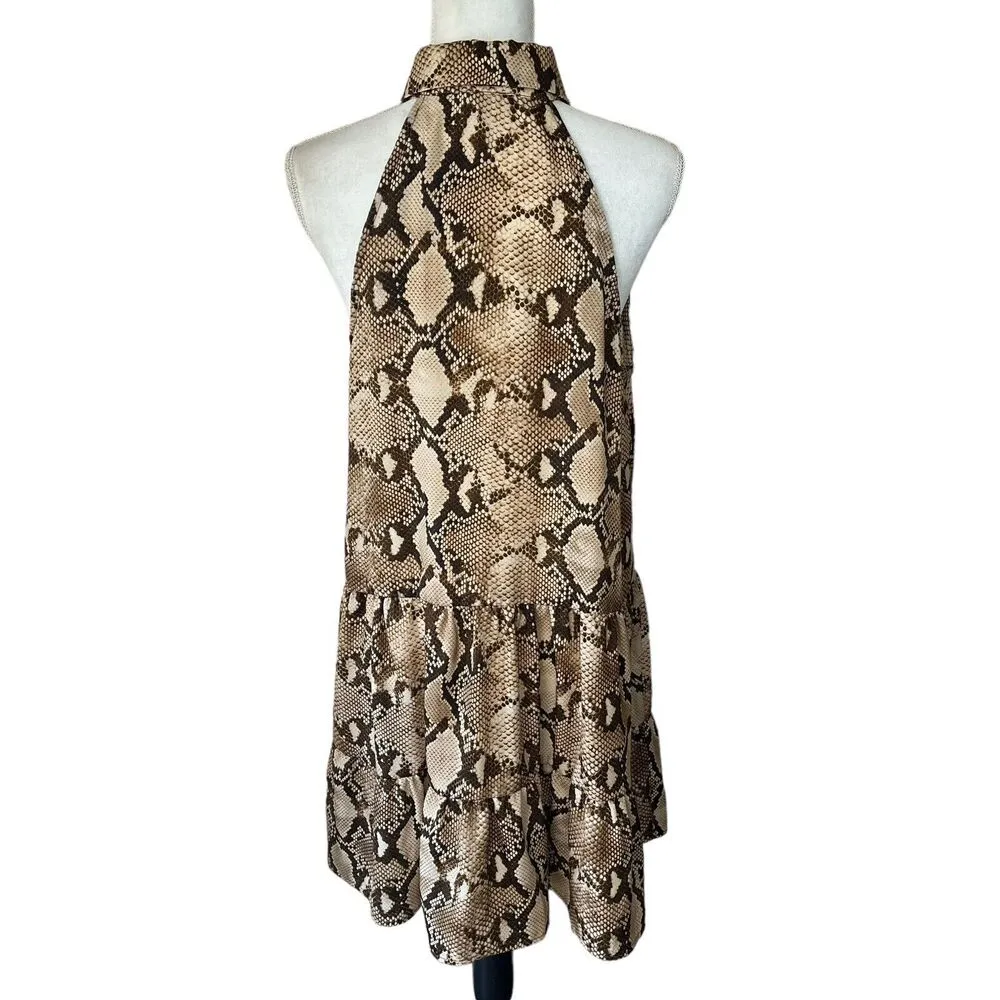 Lavender Brown Snake print woman's halter mob wife dress size large - Image 2