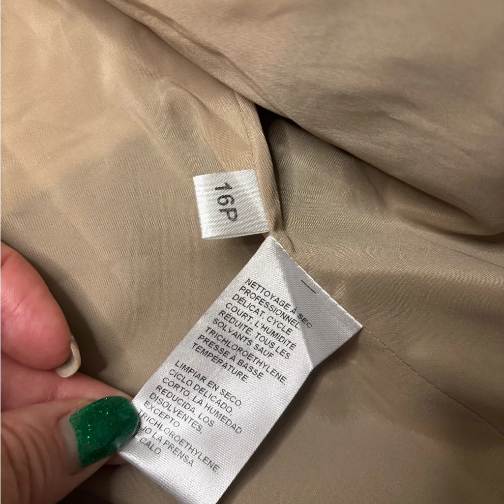 Doncaster Black Tan Collarless Blazer Jacket Size 16P Petite Two Tone - Image 6