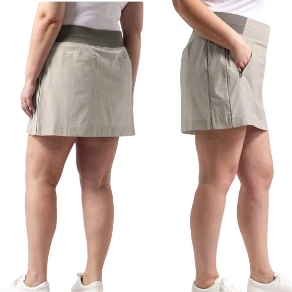 NWT Athleta Brooklyn Skort Size 14 Textured 16” Pull On Gray Ivory Stripe NEW - Image 8