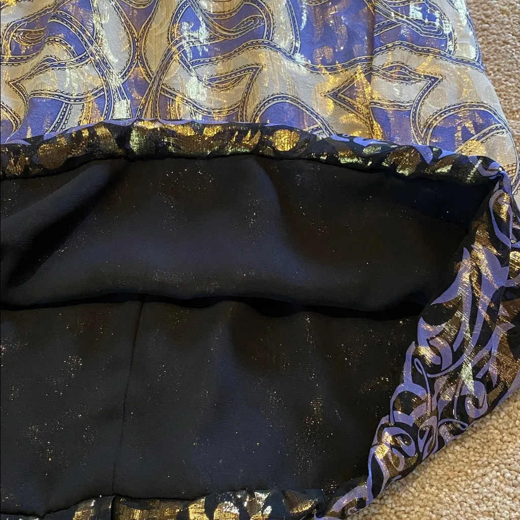 Nicole Miller Collection Silk Lurex Strapless Metallic Lavender Gold Dress 4 Purple - Image 5