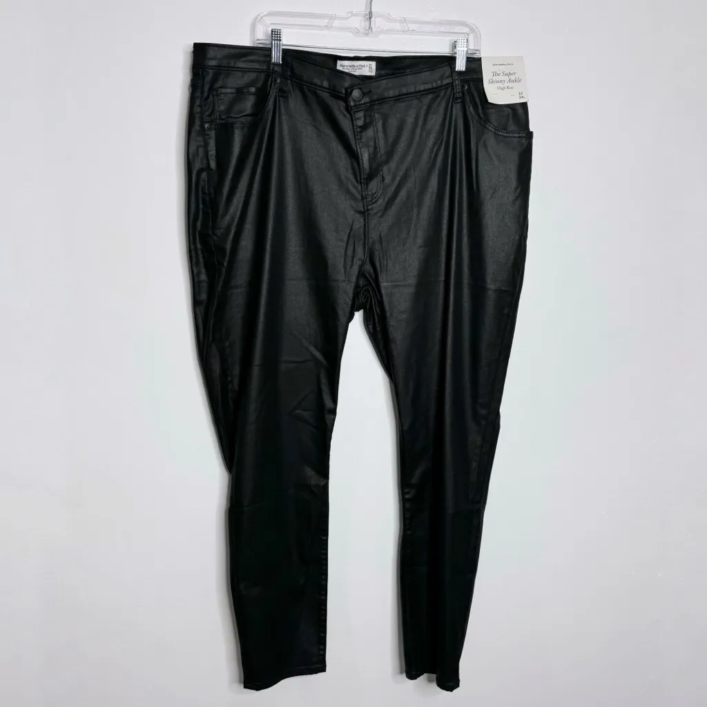 NWT‎ Abercrombie & Fitch The Super Skinny Ankle Black Coated Criss Cross 24 Long - Image 2