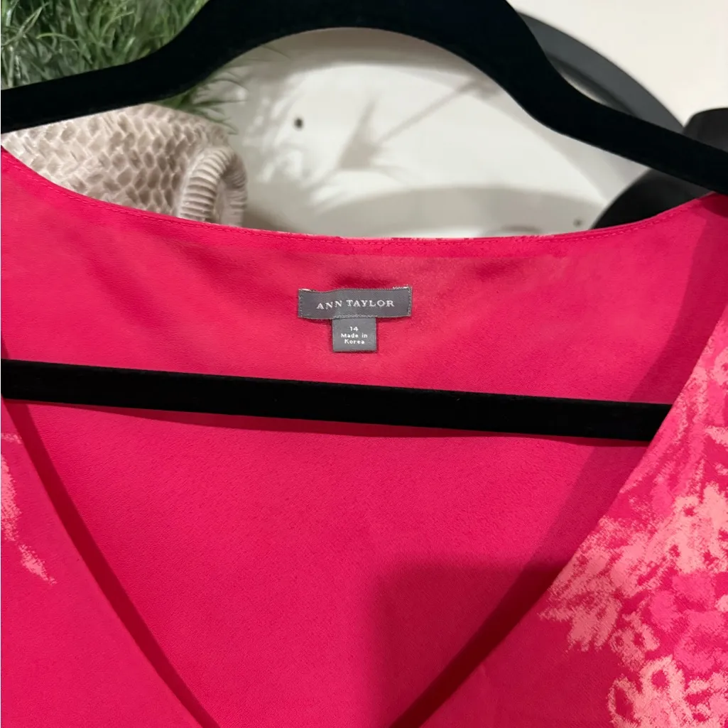 Ann Taylor Vibrant Pink V-Neck Dress - Image 4